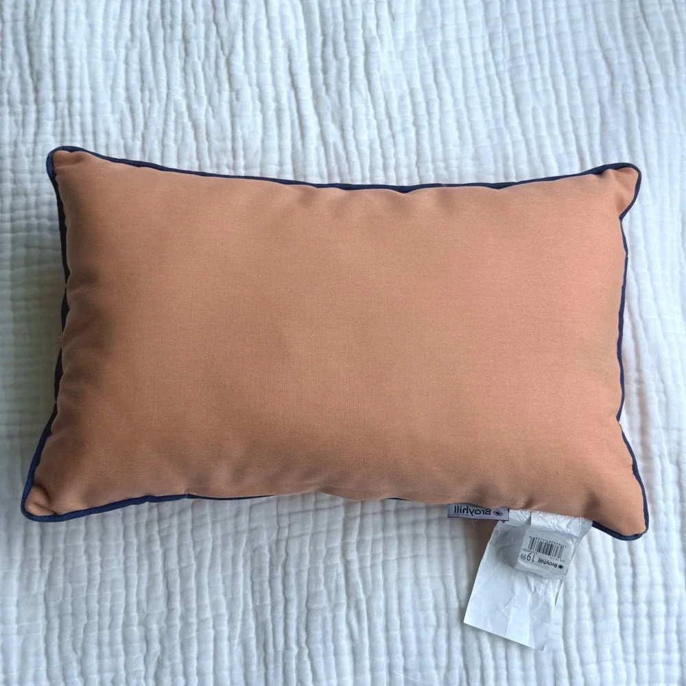 Broyhill Outdoor Decorative Throw Lumbar Pillow Lets Stay Home Orange Peach NWT